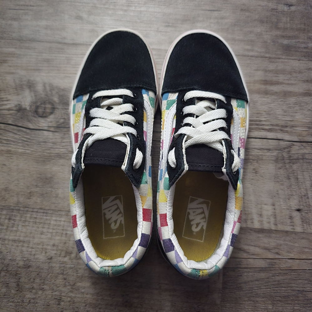 Vans Old Skool Checkered Mulitcolor Skate Shoes Size YOUTH 3 Lace Up - Picture 8 of 10